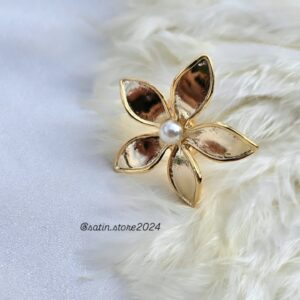 انگشتر گل مرواریدی فشن طلایی کد 4005