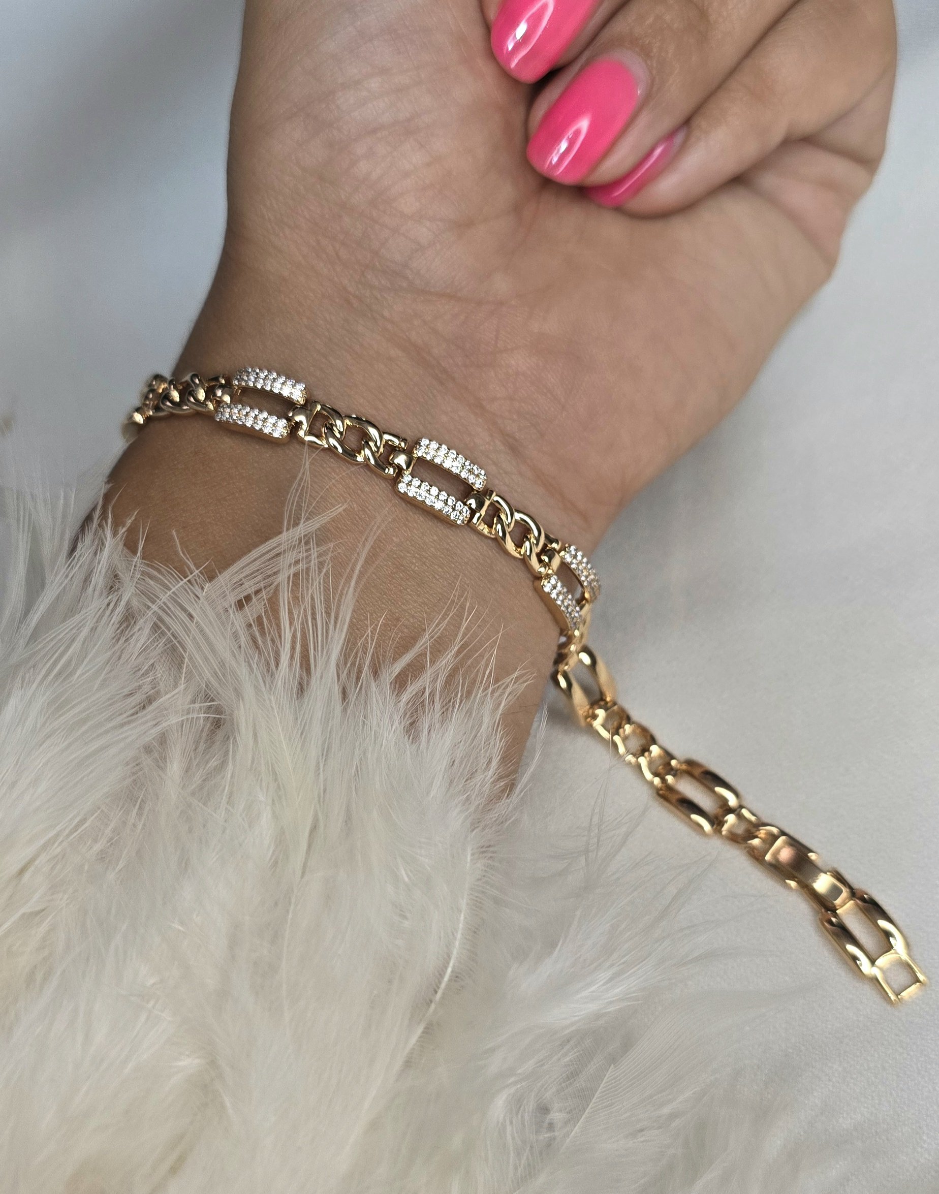 دستبند رنگ ثابت ژوپینگ نگین کاری شده کد 3016