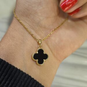 اویز دو رو ونکلیف مشکی و نگینی کد 1125