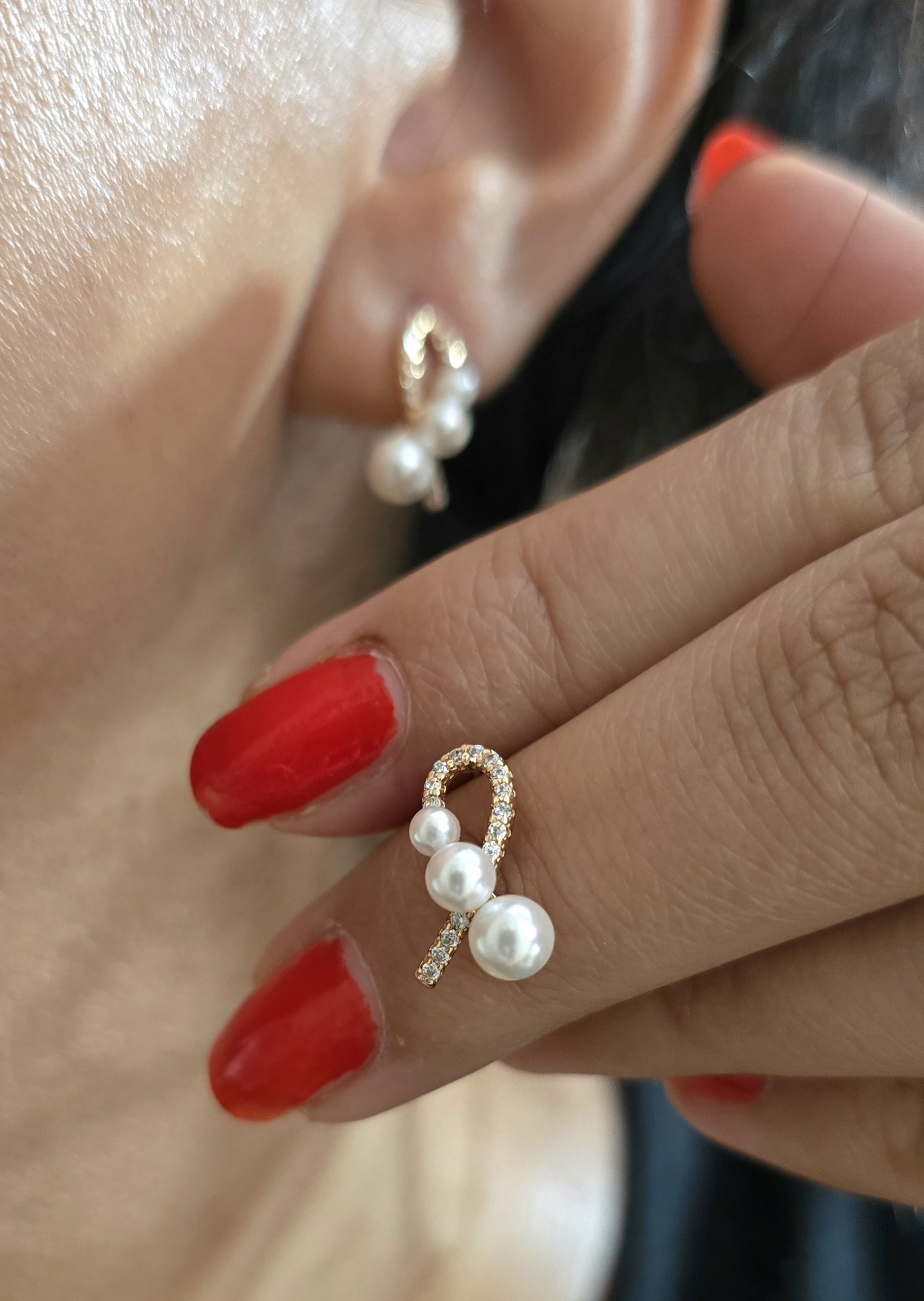 گوشواره مرواریدی ژوپینگ رنگ ثابت کد 2049