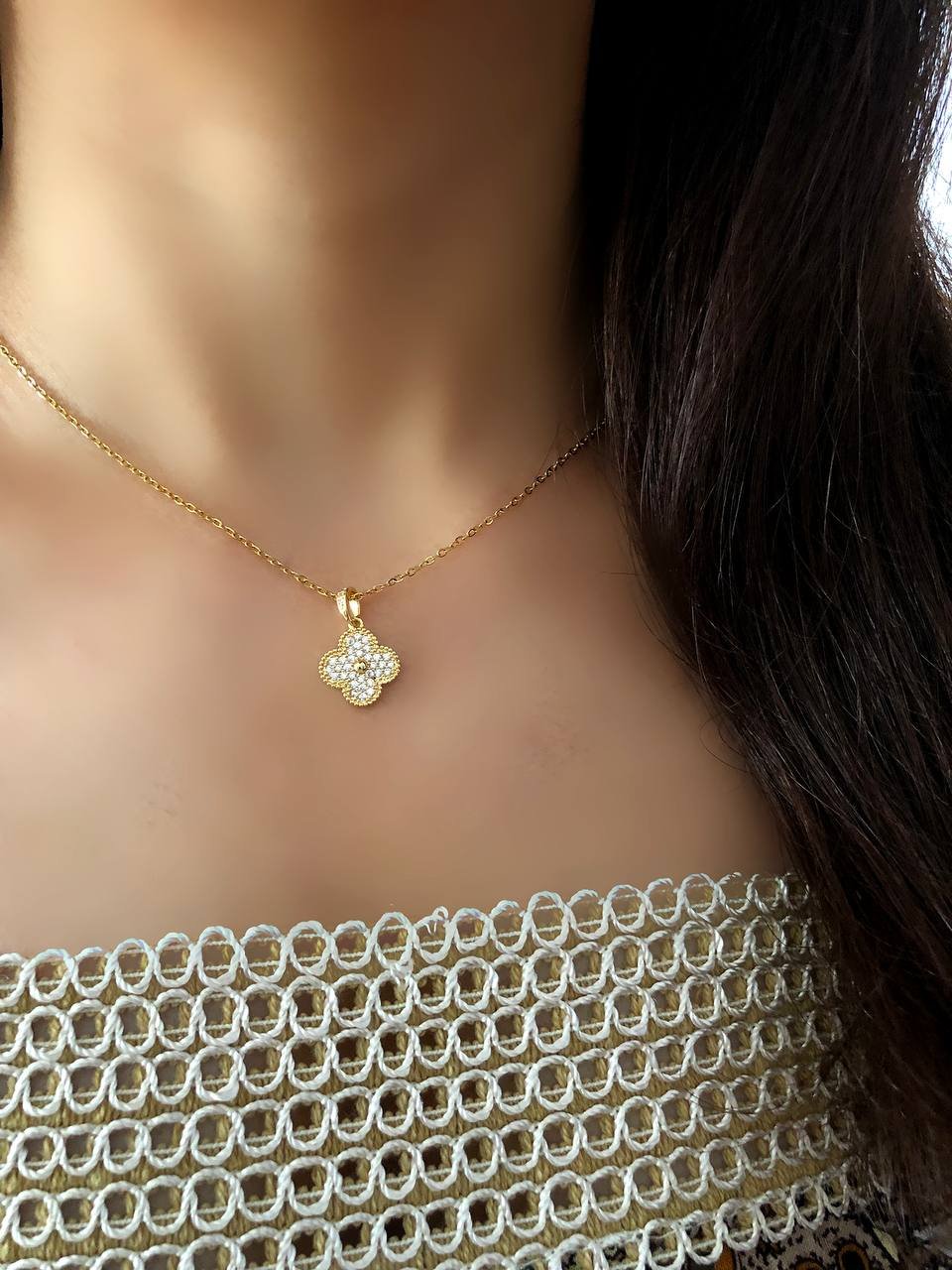 اویز دو رو ونکلیف مشکی و نگینی کد 1125