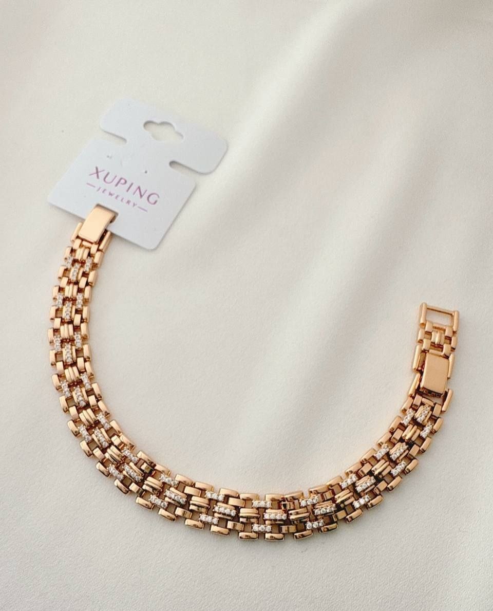 دستبند رنگ ثابت آبکاری طلا کد 3023