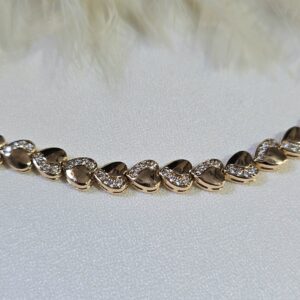 دستبند قلبی نگین کاری شده رنگ ثابت کد 3027