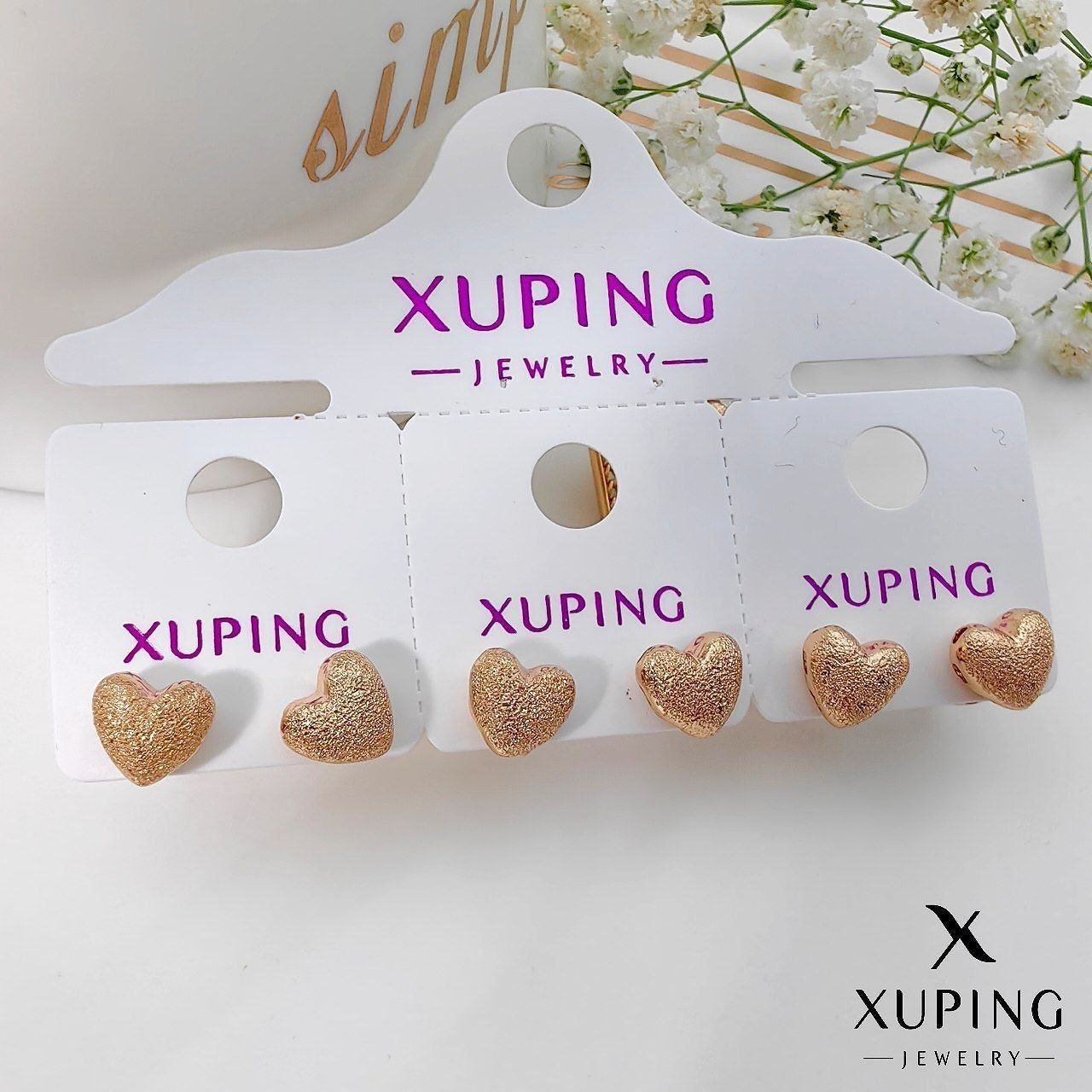 1000079697.jpg گوشواره قلبی رنگ ثابت برند ژوپینگ کد 2043 - Image 1