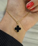 اویز دو رو ونکلیف مشکی و نگینی کد 1125