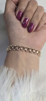 دستبند نگین دار طلایی کد 3025 - Image 5