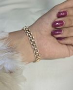 دستبند نگین دار طلایی کد 3025 - Image 2