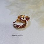 گوشواره زرشکی مینا کاری شده کد 2054 - Image 2