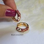 گوشواره زرشکی مینا کاری شده کد 2054