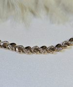 دستبند قلبی نگین کاری شده رنگ ثابت کد 3027