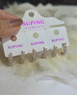 گوشواره بدون حساسیت گل ژوپینگ رنگ ثابت کد 2057