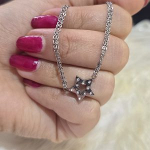 دستبند استیل ستاره نقره ای کد 3039