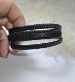 دستبند مردانه چرم سه لاین کد 3045