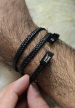 دستبند مردانه چرم مونت بلاک مگنتی کد 3048 - Image 3