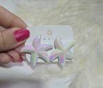 گوشواره ستاره دریایی میخی سفید هولوگرامی کد 2075 - Image 2