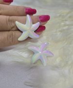 گوشواره ستاره دریایی میخی سفید هولوگرامی کد 2075