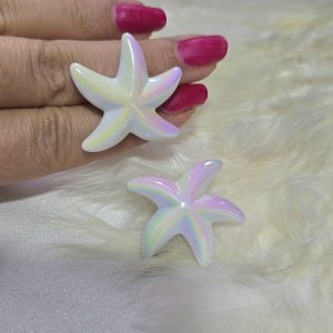 گوشواره ستاره دریایی میخی سفید هولوگرامی کد 2075