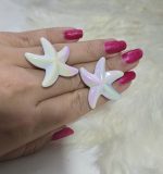 گوشواره ستاره دریایی میخی سفید هولوگرامی کد 2075 - Image 4