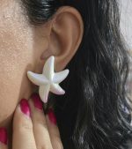 گوشواره ستاره دریایی میخی سفید هولوگرامی کد 2075 - Image 3