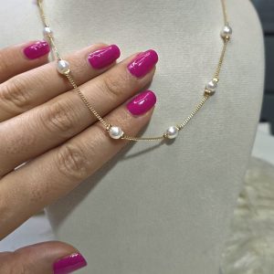 گردنبند مروارید و زنجیر ژوپینگ کد 1137