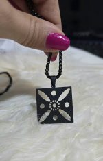 گردنبند درفش کاویانی پلاک و زنجیر استیل مشکی کد 1141