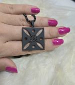 گردنبند درفش کاویانی پلاک و زنجیر استیل مشکی کد 1141 - Image 2