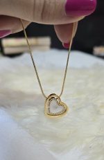 گردنبند قلبی استیل نگین کاری شده کد 1142