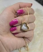 گردنبند قلبی استیل نگین کاری شده کد 1142 - Image 2