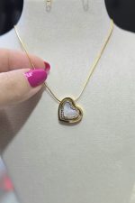گردنبند قلبی استیل نگین کاری شده کد 1142 - Image 4