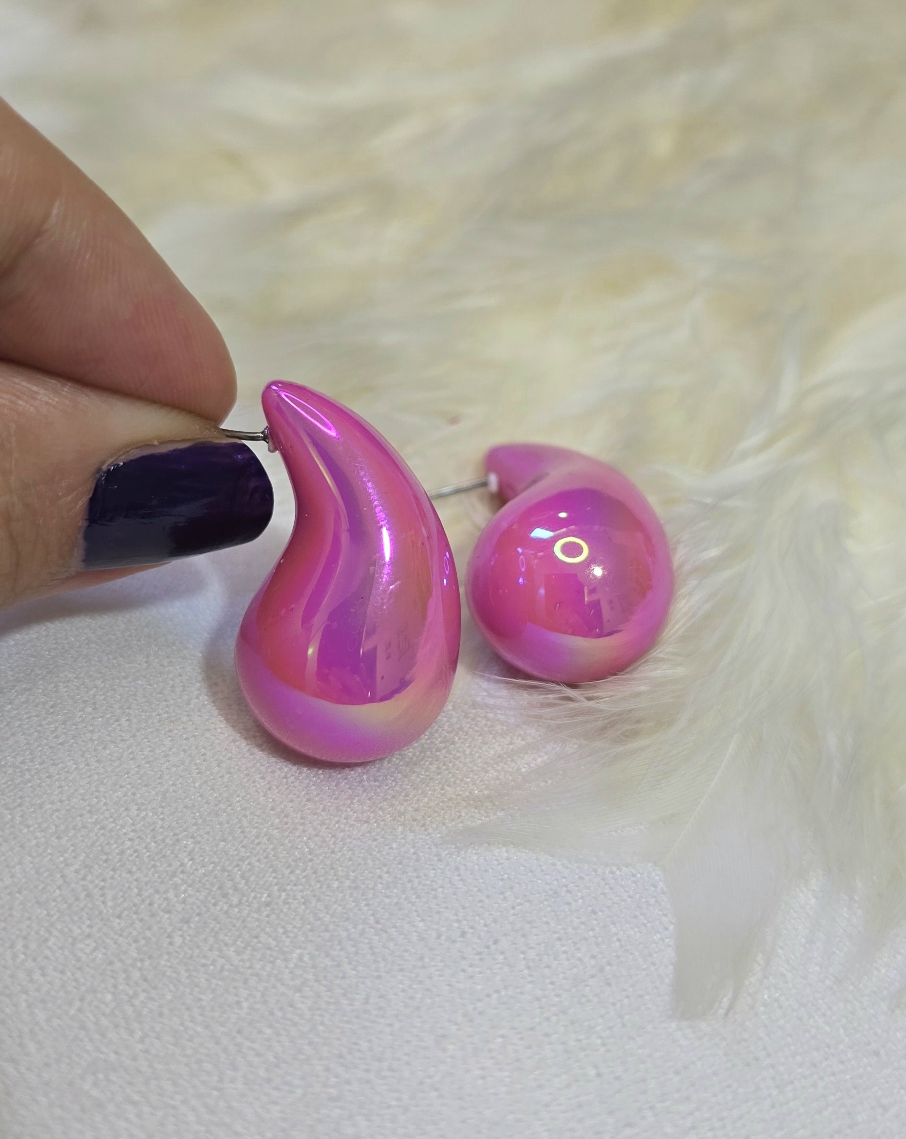 2026/02/1000108664.jpg گوشواره فانتزی اشکی صورتی (هولوگرامی ) کد 2078 - Image 1