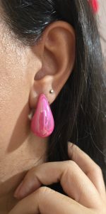 گوشواره فانتزی اشکی صورتی (هولوگرامی ) کد 2078 - Image 5