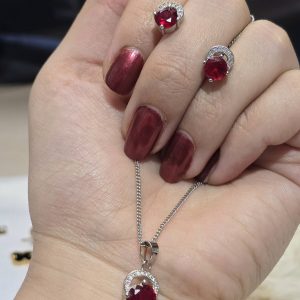نیمست استیل نگین قرمز کد 5022