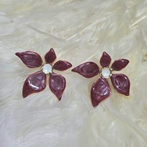 گوشواره گل زرشکی فشن کد 2090