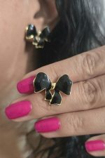 گوشواره پاپییونی استیل رنگ ثابت کد 2095