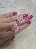گوشواره گل صورتی استیل کد 2096