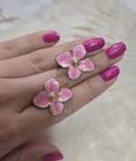 گوشواره گل صورتی استیل کد 2096 - Image 5