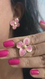 گوشواره گل صورتی استیل کد 2096 - Image 7