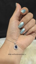 گردنبند جواهری نگین سورمه ای کد 1186 - Image 4