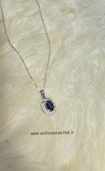 گردنبند جواهری نگین سورمه ای کد 1186 - Image 2