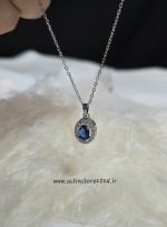 گردنبند جواهری نگین سورمه ای کد 1186 - Image 3