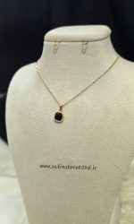 گردنبند استیل طلایی نگین مشکی کد 1190 - تصویر 3
