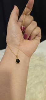 گردنبند استیل طلایی نگین مشکی کد 1190 - تصویر 4