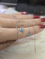 گوشواره بخیه ای چشم نظر استیل کد 1537 - تصویر 2